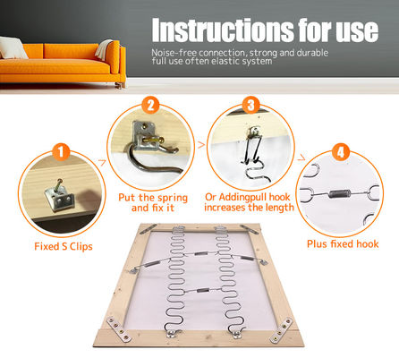 Aksesoris sofa tahan lama 4-Low Spring Clips dengan Ketebalan 0,8mm/1,0mm untuk Fittings Hardware Furniture