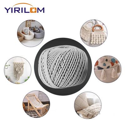 China Row Material Manufacturer Cotton Ropes Custom 3mm tebal abu-abu alami kerajinan kapas tali
