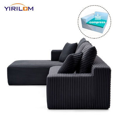 Harga bagus Super Deep L-Shaped Modular Couch dengan Convertible Chaise dan Corduroy Fabric dalam Vacuum Compressed Roll on line