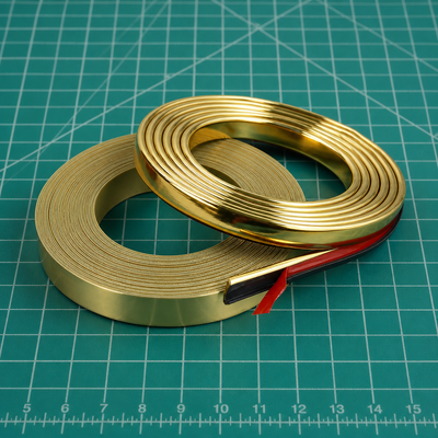 Harga bagus Strip Pinggiran PVC Emas dengan Finishing Metalik Matte Lebar 13mm Tinggi 2.8mm untuk Trim Pinggiran Furnitur on line