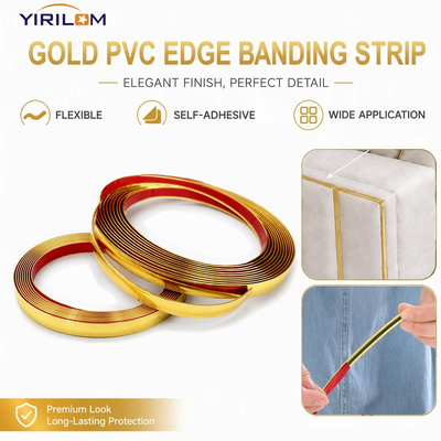 Harga bagus Strip Pinggiran PVC Emas dengan Finishing Metalik Matte Lebar 13mm Tinggi 2.8mm untuk Trim Pinggiran Furnitur on line